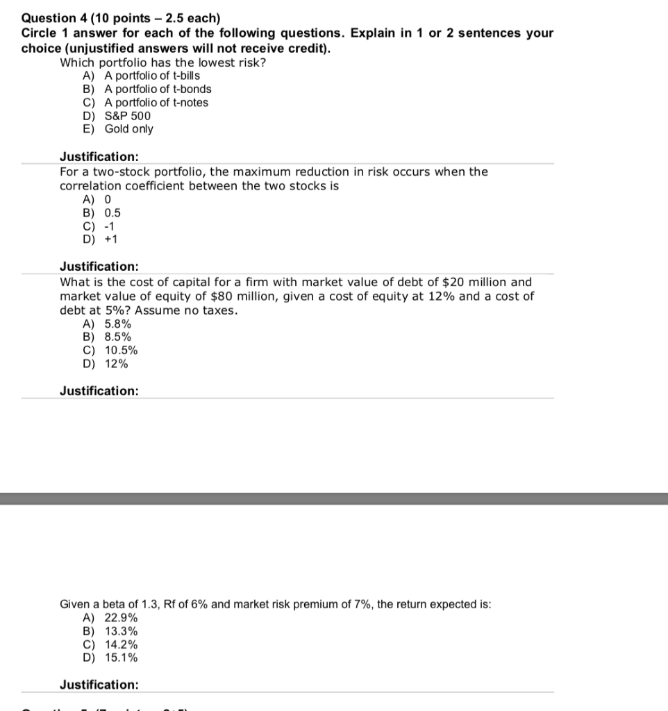 Solved Question 4 10 Points 25 Each Circle 1 Answer For 5979