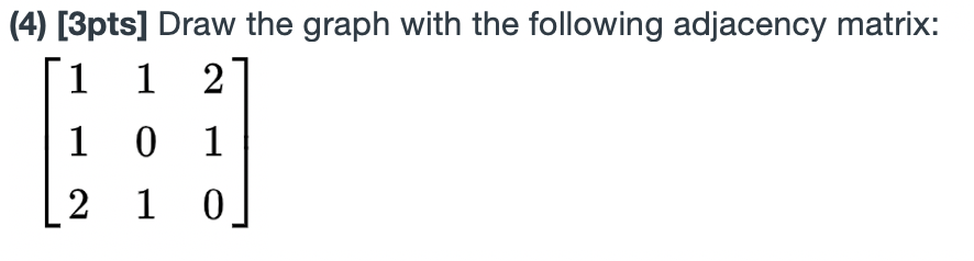 Solved (4) [3pts] Draw the graph with the following | Chegg.com
