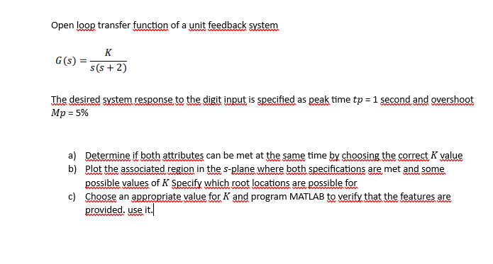 Solved Open loop transfer function of a unit feedback system | Chegg.com