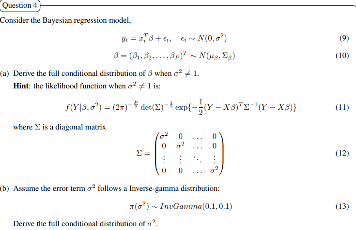 Consider the Bayesian regression model, | Chegg.com