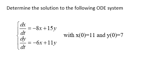 Solved Determine the solution to the following ODE system: | Chegg.com