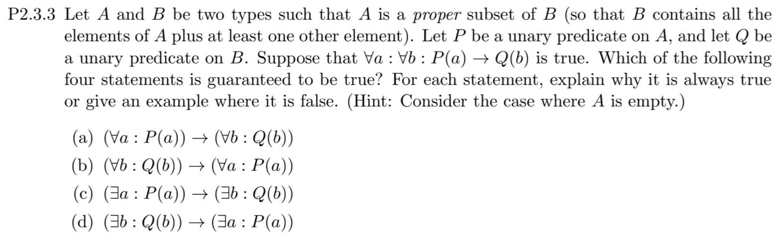 Solved P2.3.3 Let A And B Be Two Types Such That A Is A | Chegg.com