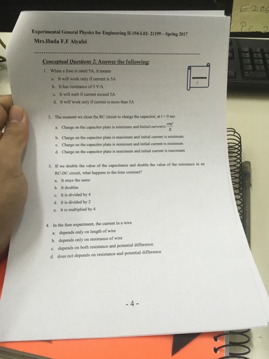 Solved When a fuse is rated 5A, it means a. It will work