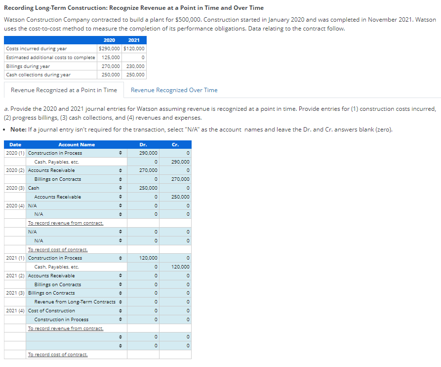 Solved Recording Long Term Construction Recognize Revenue Chegg