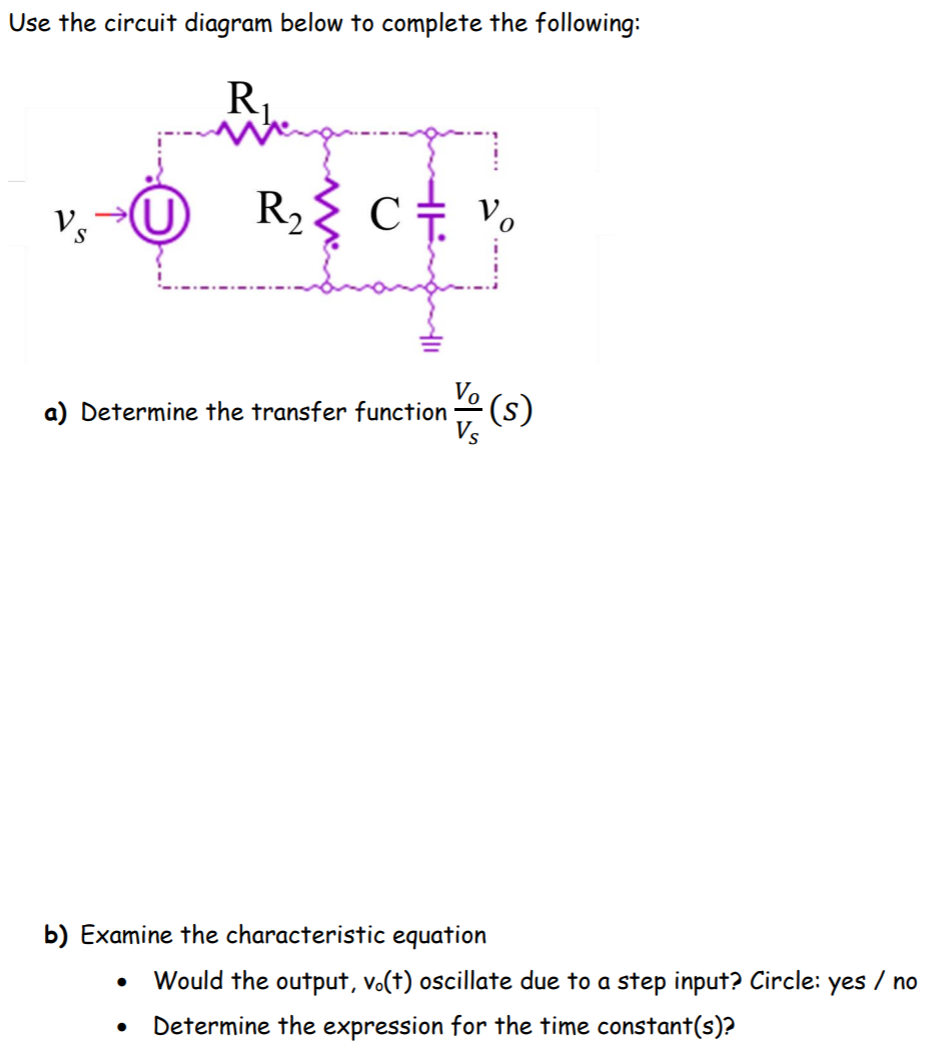 Solved Use the circuit diagram below to complete the | Chegg.com