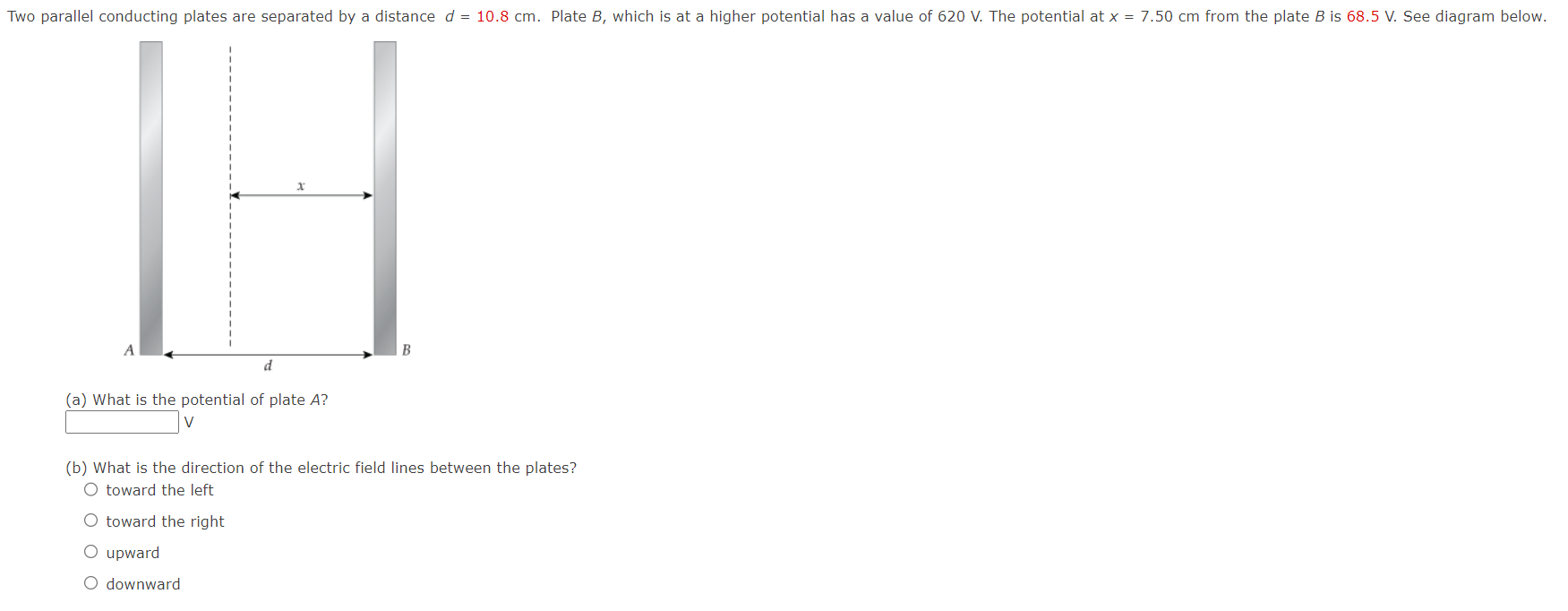 Solved (a) What is the potential of plate A ? V (b) What is | Chegg.com