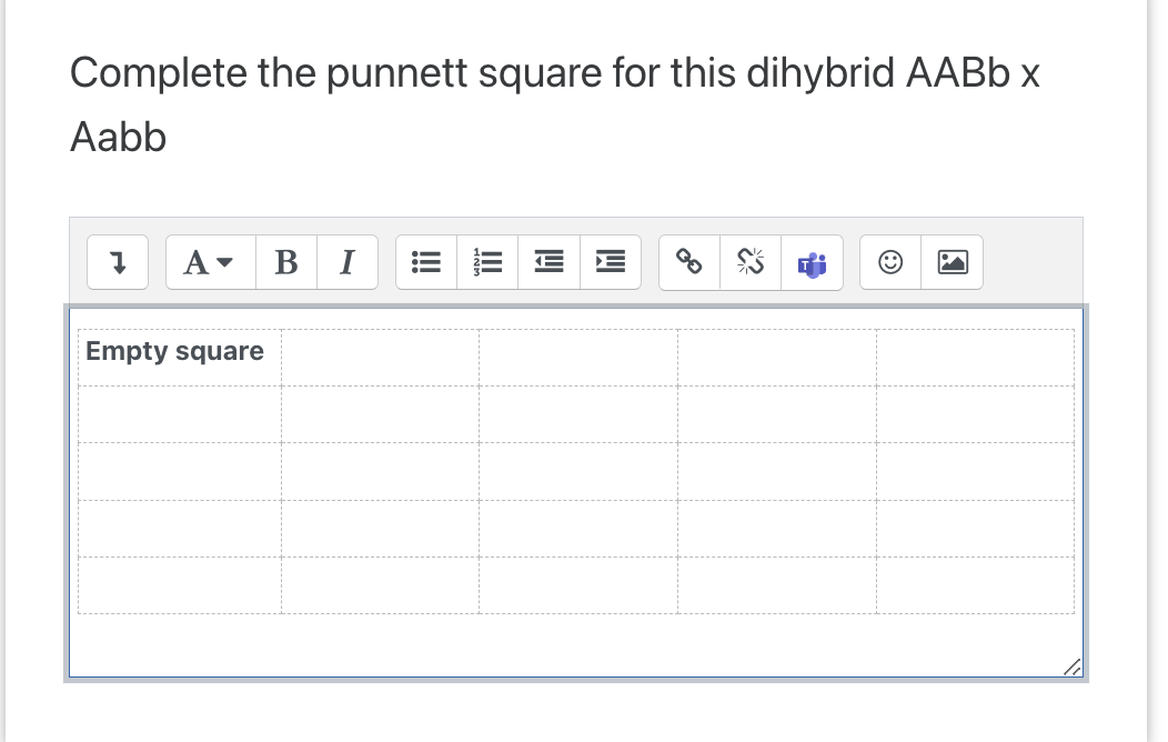 Complete the punnett square for this dihybrid AABbx | Chegg.com