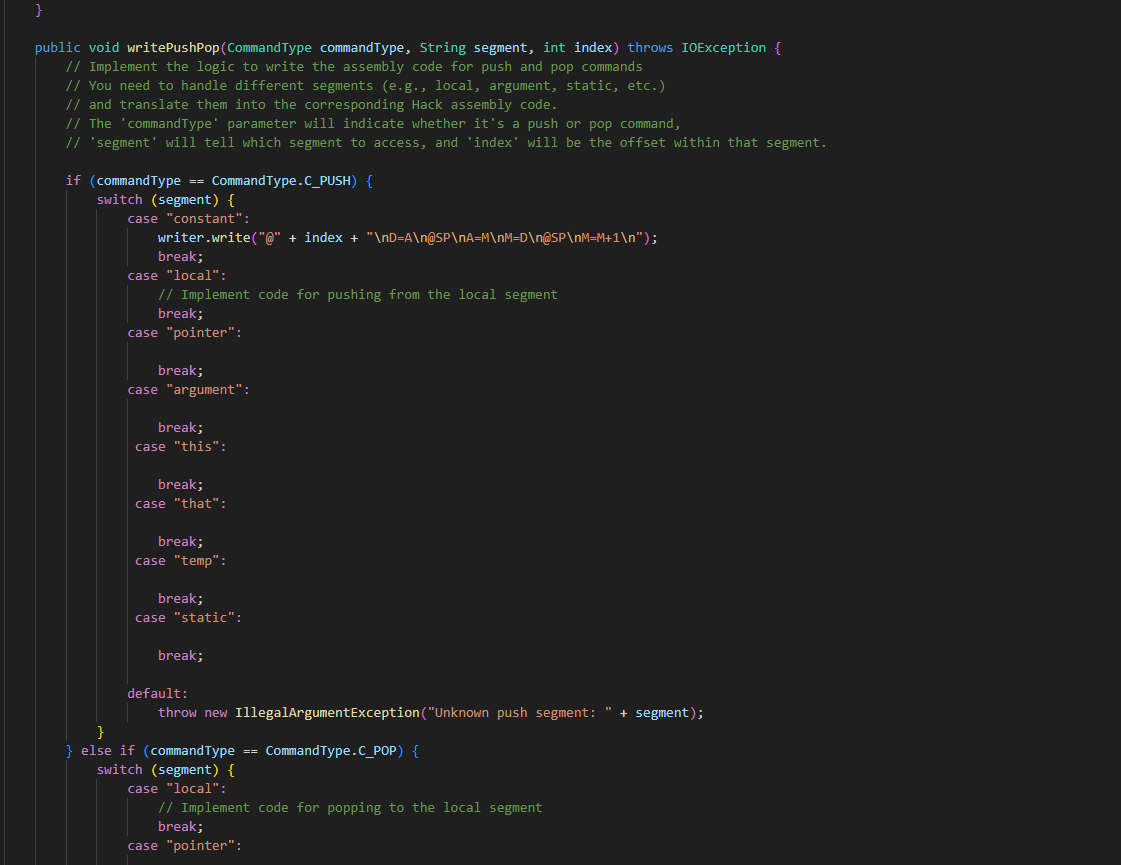 Solved in my CodeWriter.java, can you write the code for | Chegg.com