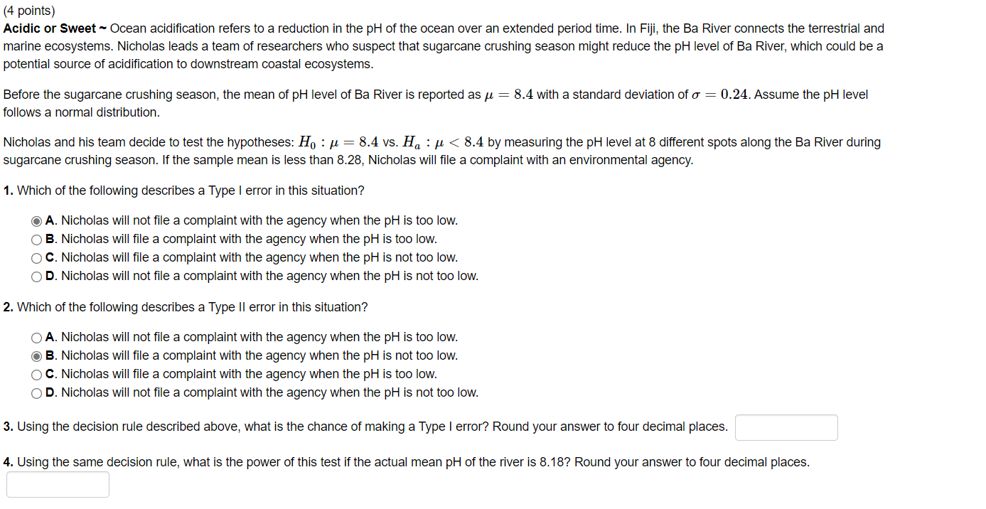 Solved (4 ﻿points)Acidic or Sweet ∼ ﻿Ocean acidification | Chegg.com
