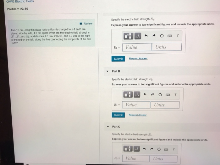 Solved Khw2 Electric Fields Problem 23 10 Specify The Chegg
