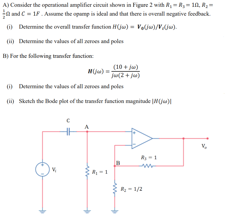 Solved A) Consider The Operational Amplifier Circuit Shown | Chegg.com