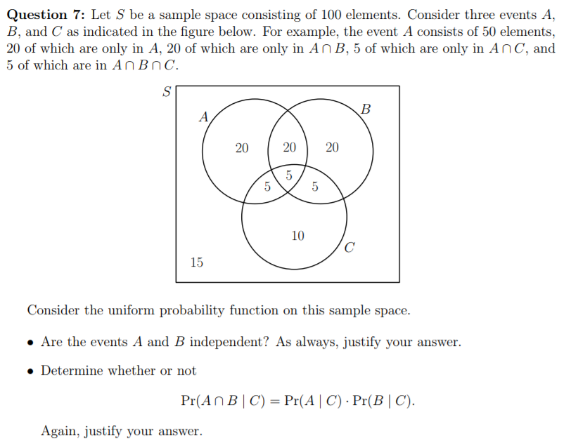 Solved Question 7: Let S be a sample space consisting of 100 | Chegg.com