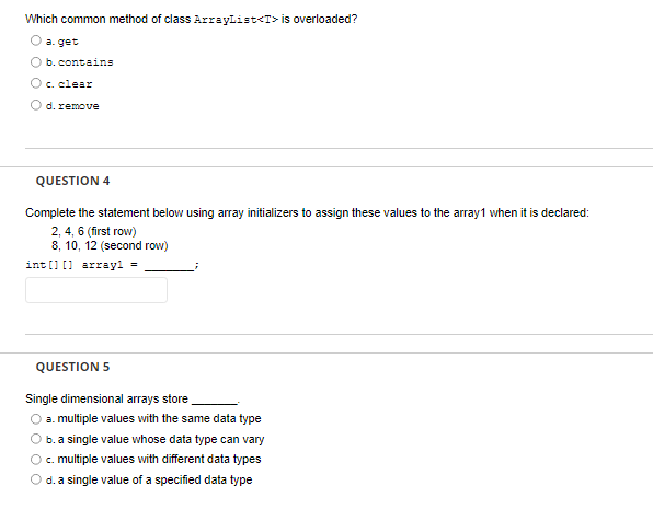 Solved Which common method of class ArrayList is | Chegg.com