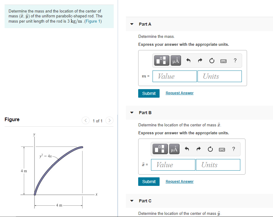 Solved Determine the mass and the location of the center of | Chegg.com