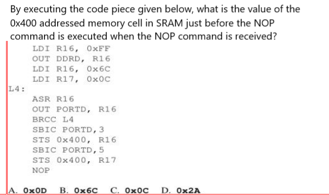 Solved By executing the code piece given below, what is the | Chegg.com