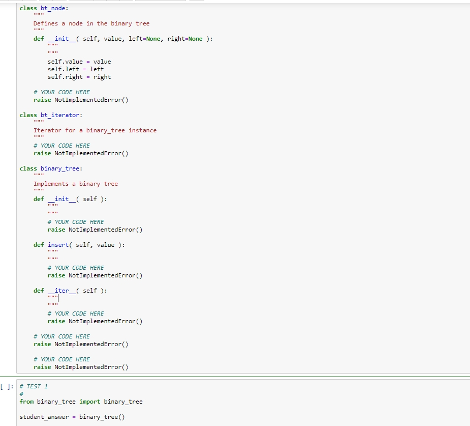 Solved In this question, you will implement a binary tree | Chegg.com