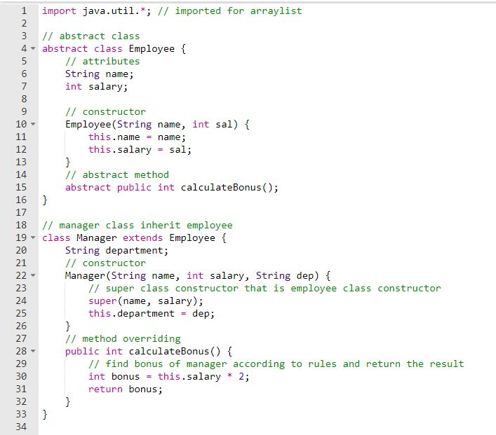 Question In Java Make An Abstract Class Employee With A Name And Monthly Salary Make A Class Manag Essay Streak
