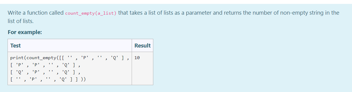 Solved Write a function called count_empty(a_list) that | Chegg.com