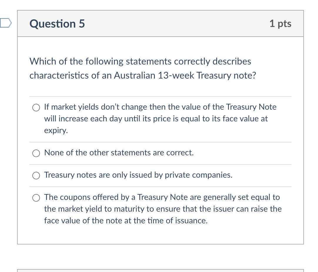 Solved Question 5 1 pts Which of the following statements | Chegg.com