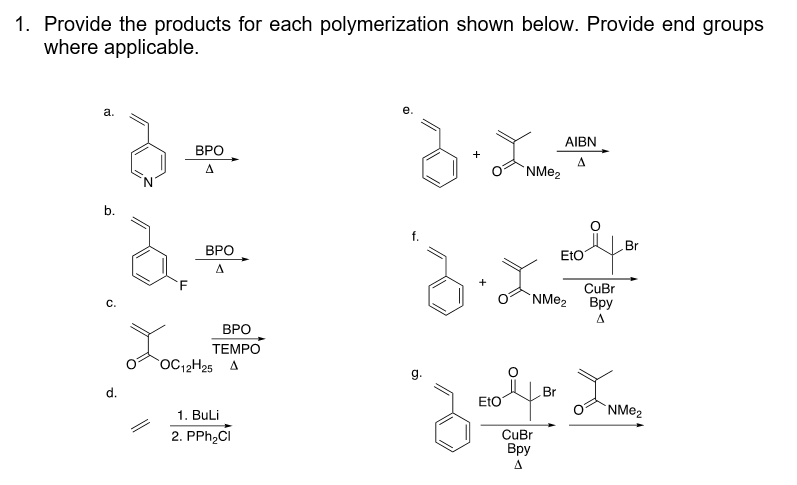 Solved Provide The Products For Each Polymerization Shown | Chegg.com