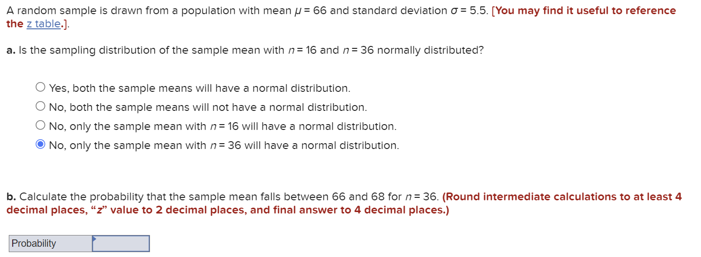 A random sample is drawn from a population with mean | Chegg.com
