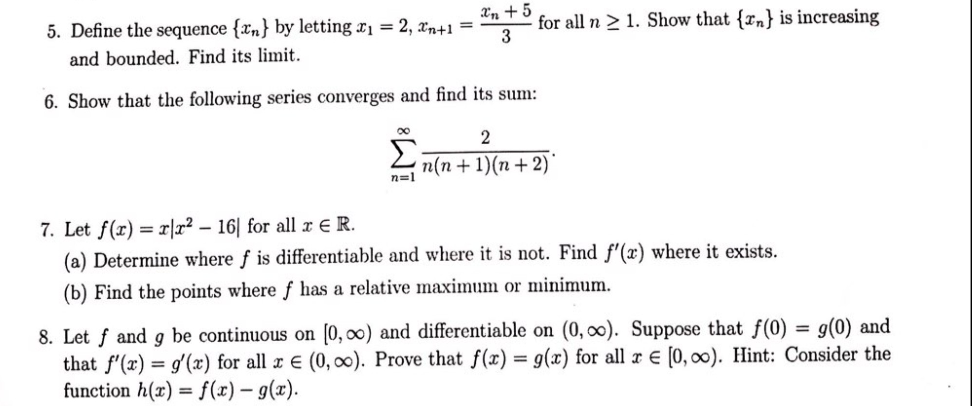 Solved Define the sequence {xn} ﻿by letting x1=2,xn+1=xn+53 | Chegg.com