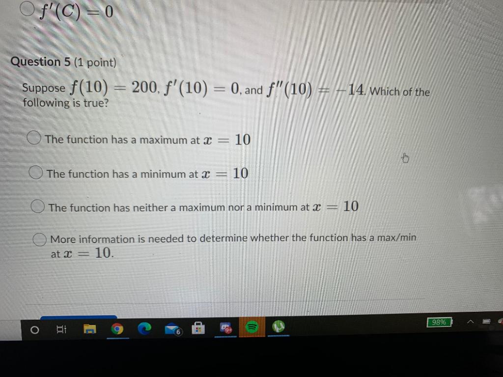 Solved Question 1 (1 point) If the point of diminishing | Chegg.com