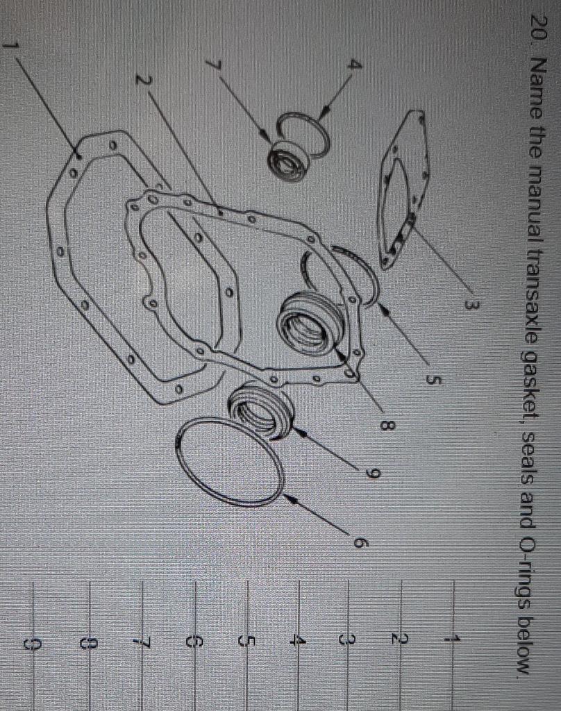 Solved 20. Name the manual transaxle gasket, seals and