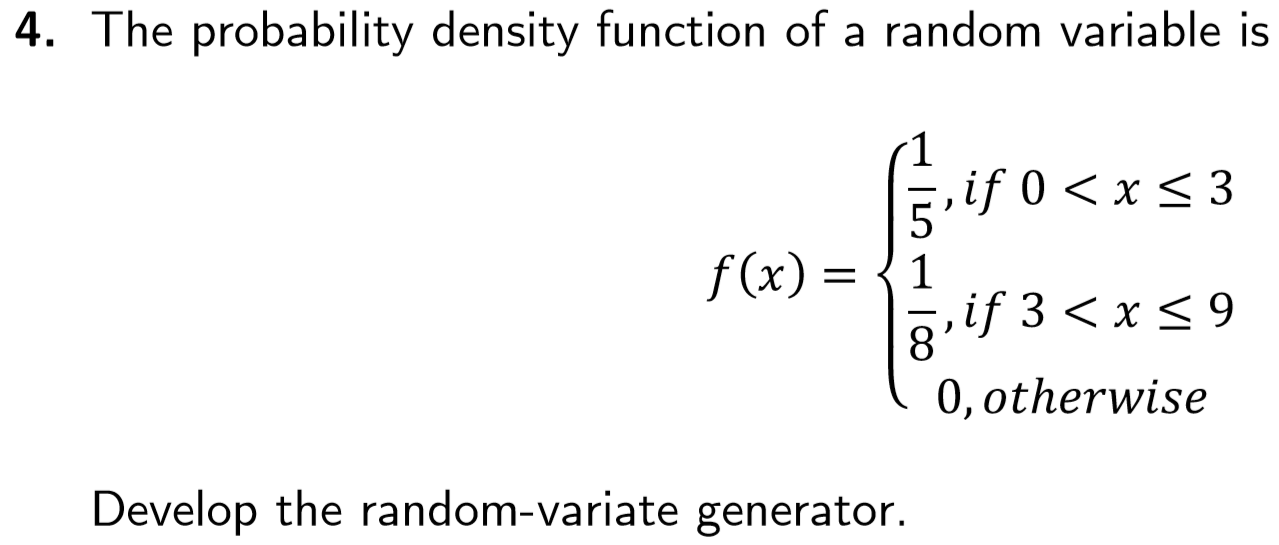 Solved 4. The probability density function of a random | Chegg.com
