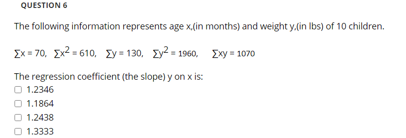 Solved QUESTION 6 The following information represents age | Chegg.com