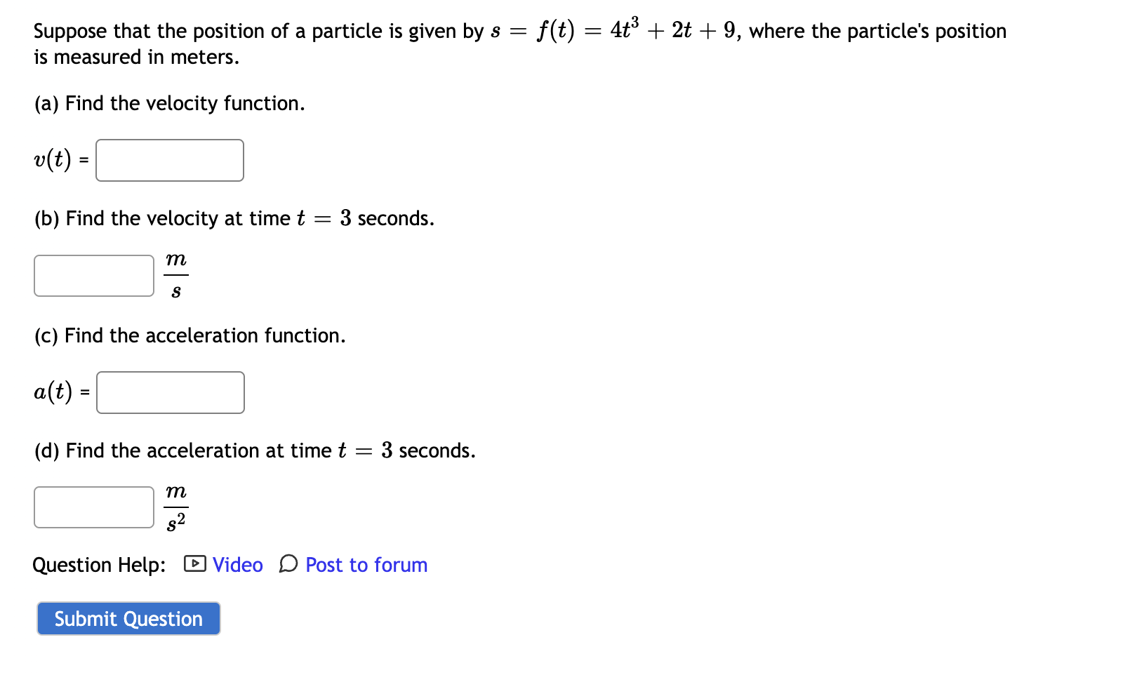 Solved Suppose that the position of a particle is given by | Chegg.com