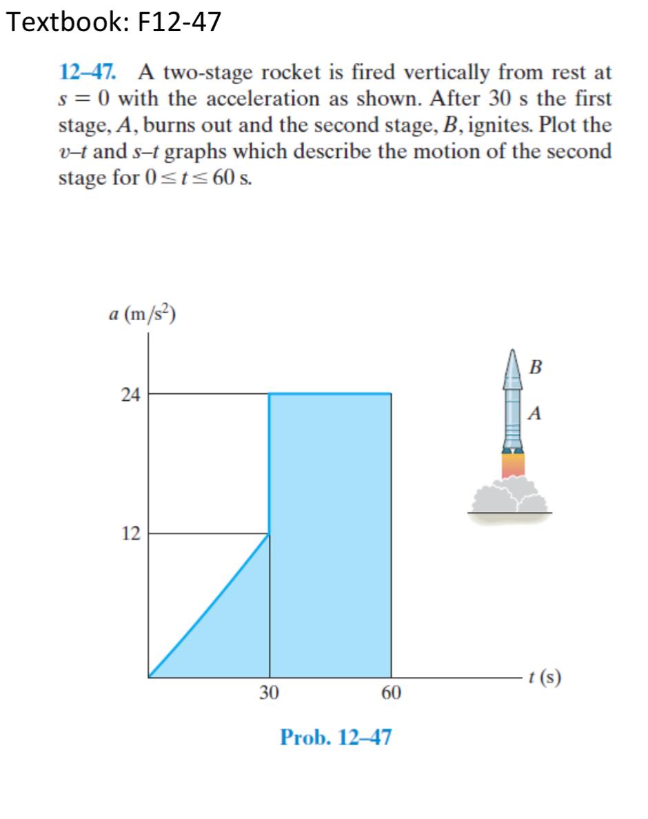 Solved 12-47. A Two-stage Rocket Is Fired Vertically From | Chegg.com