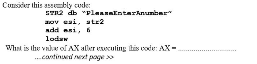 Solved Consider this assembly code: STR2 db | Chegg.com