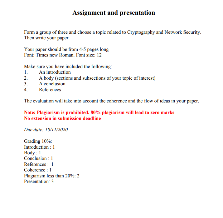 Assignment And Presentation Form A Group Of Three And Chegg 