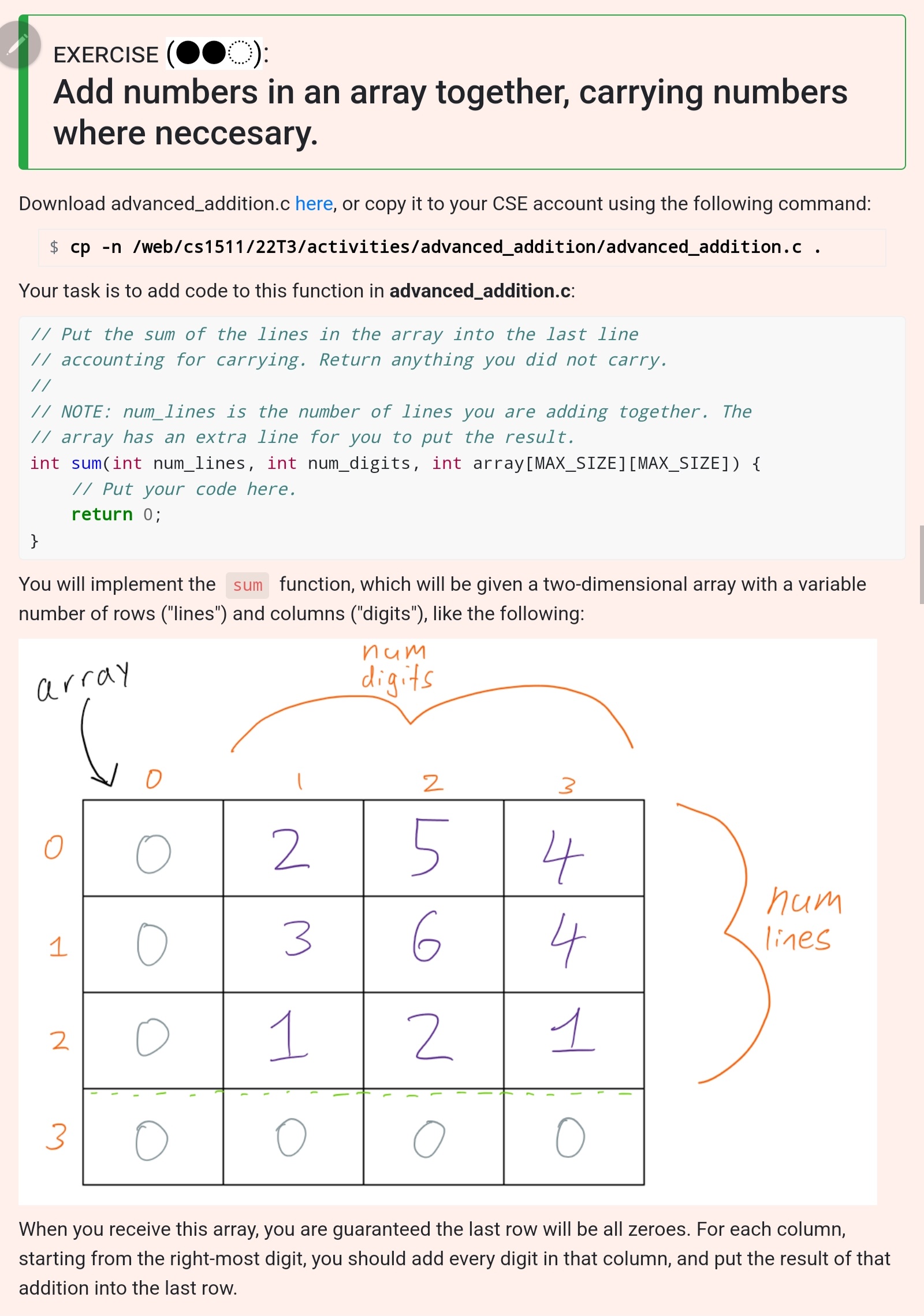 Solved EXERCISE (OO): Add numbers in an array together, | Chegg.com