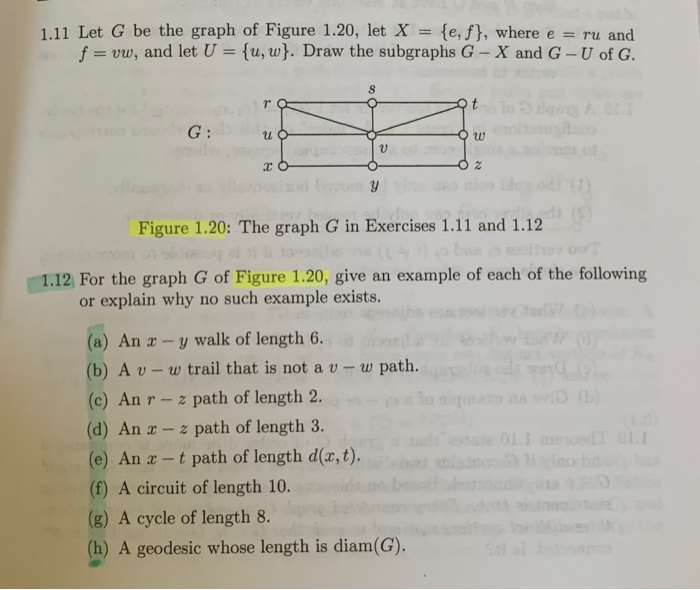 Solved 1.11 Let G be the graph of Figure 1.20, let X = | Chegg.com
