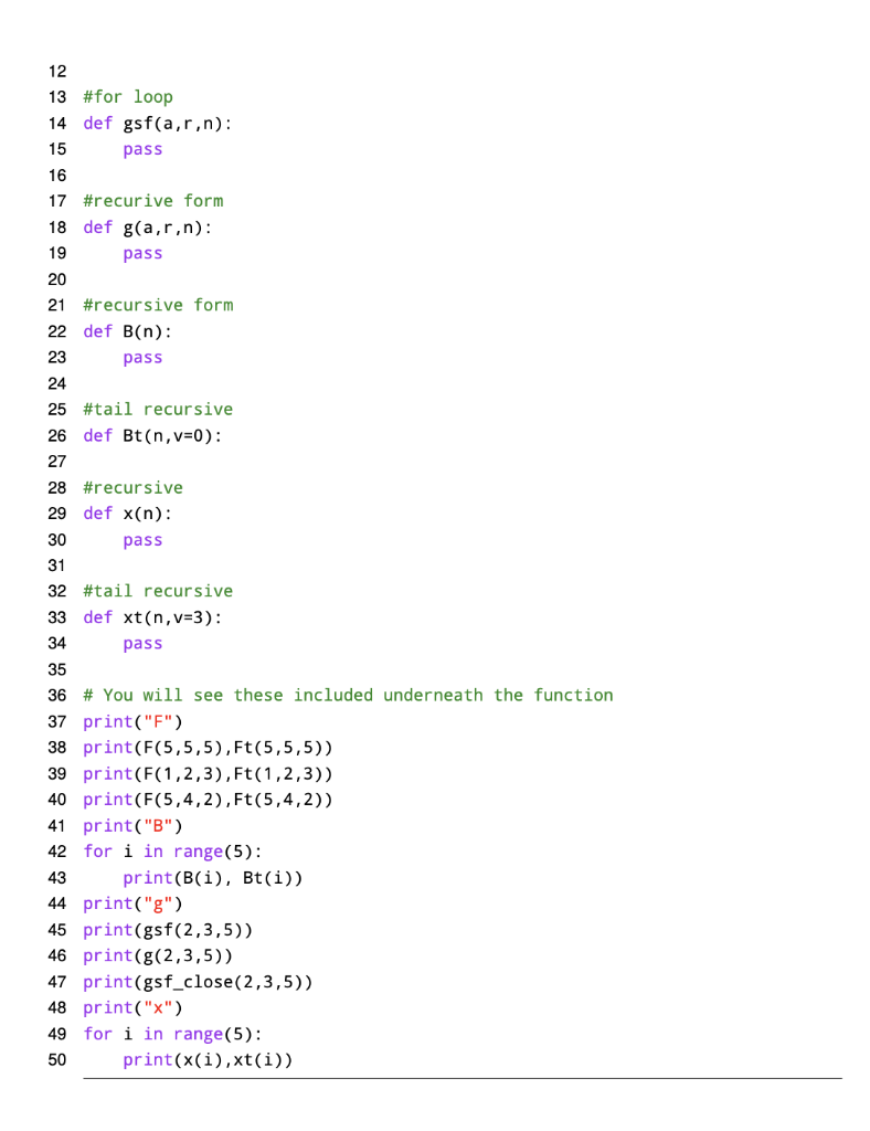 Problem 1: Recursion In this problem, we will be | Chegg.com