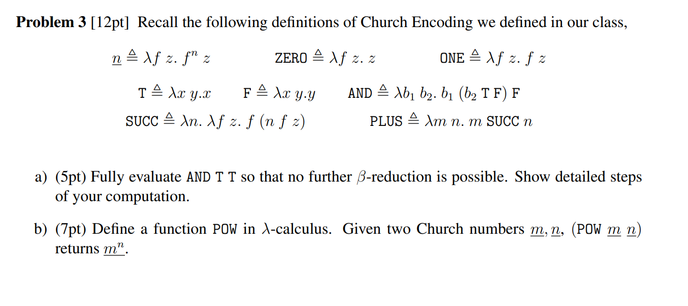 Problem 3 [12pt] Recall the following definitions of | Chegg.com