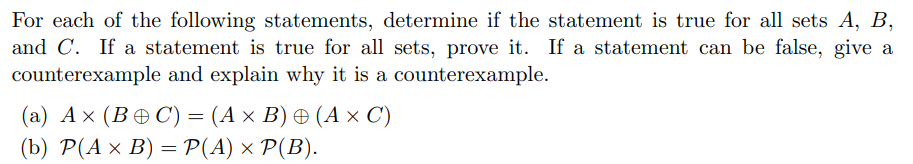 Solved For Each Of The Following Statements, Determine If | Chegg.com ...