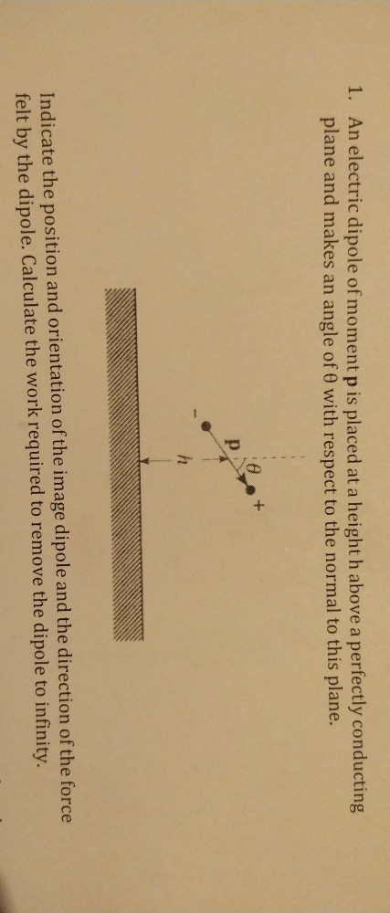 Solved 1. An electric dipole of moment p is placed at a | Chegg.com