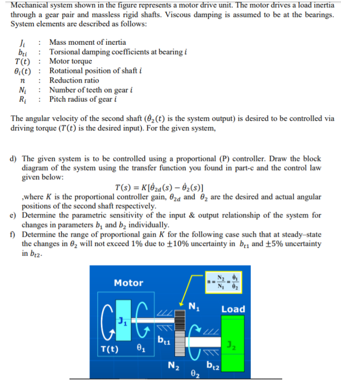 Mechanical system shown in the figure represents a