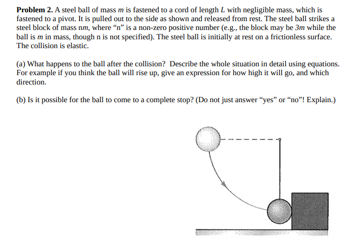 Solved Problem 2. A steel ball of mass m is fastened to a