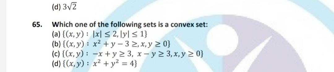 Solved (d) 3V2 65. Which one of the following sets is a | Chegg.com