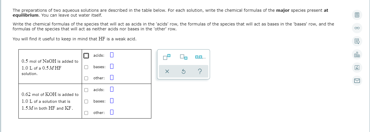 Solved The preparations of two aqueous solutions are | Chegg.com