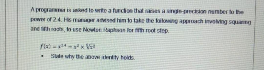Solved A programmer is asked to write a function that raises | Chegg.com