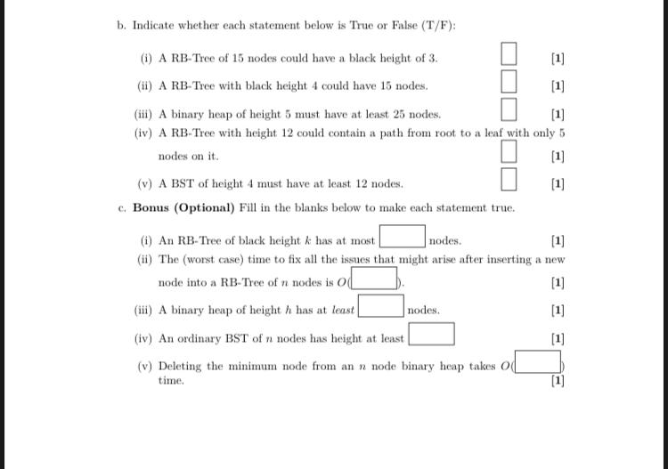 Solved b. Indicate whether each statement below is True or | Chegg.com