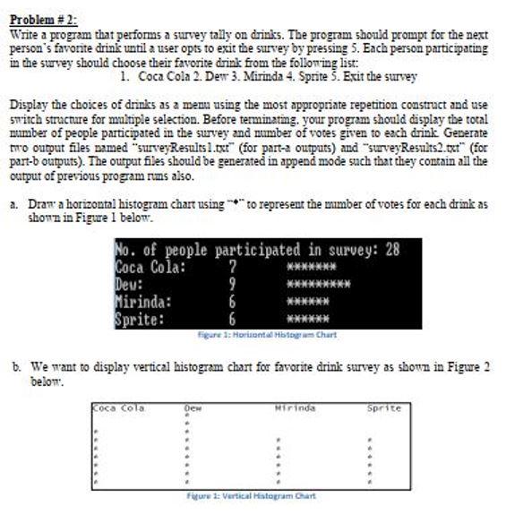 Solved Problem #2: Write a program that performs a survey | Chegg.com