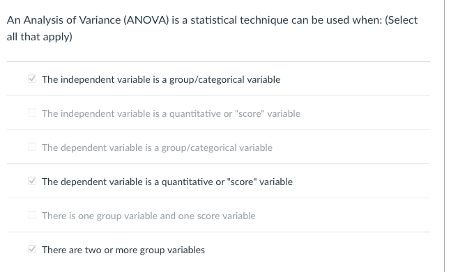 Solved An Analysis of Variance (ANOVA) is a statistical | Chegg.com