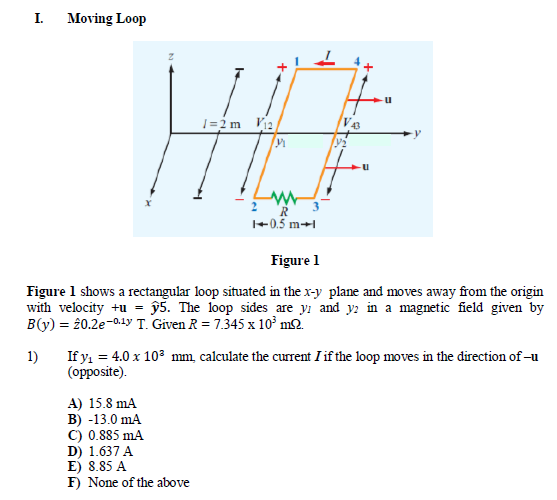 Solved I Moving Loop I 2 M V12 Vb V2 R 3 0 5 M 1 Figur Chegg Com