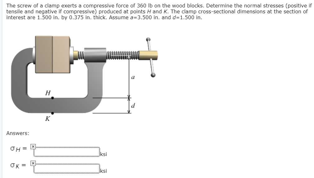 Solved The screw of a clamp exerts a compressive force of